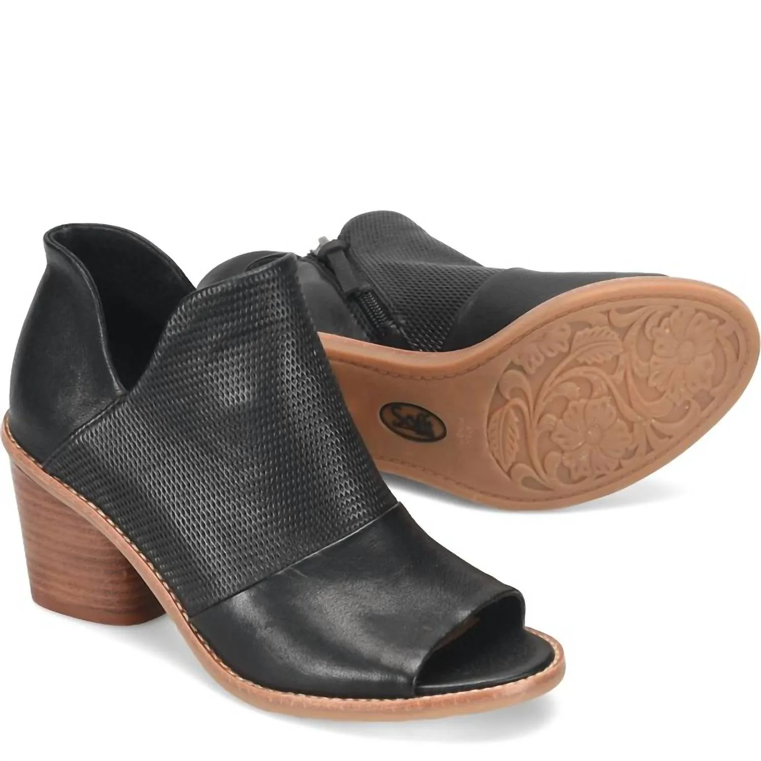 Wedge Sole Women's Molly Open Toe Bootie In Black