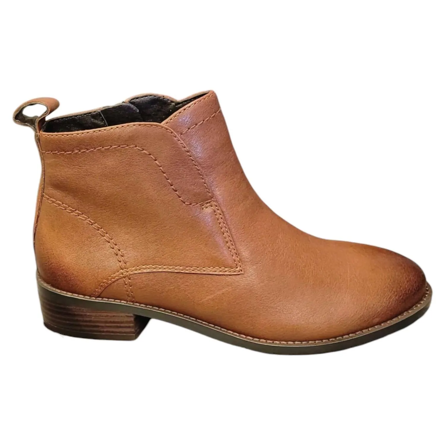 Cushioned Low Profile Urban Commute Women's Nico Leather Ankle Boots In Cuoio (Brown)