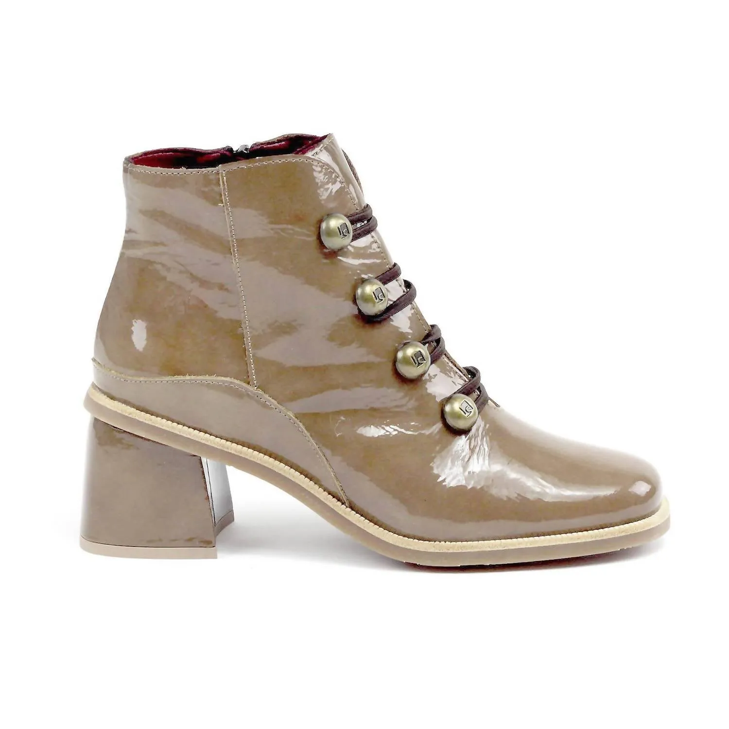 Low Profile Rough Terrain Women's Olga Boots In Earth Patent Leather