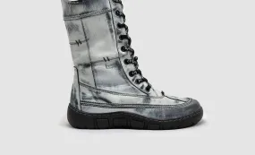 Women??S Original Tall Thick Zip-Up Leather Boots In White Cushioned heel Sleek Outline