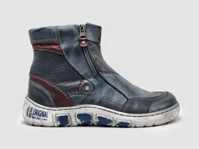 Anti Odor Work Commute Women's Original Zip-Up Leather Boots In Navy Blue