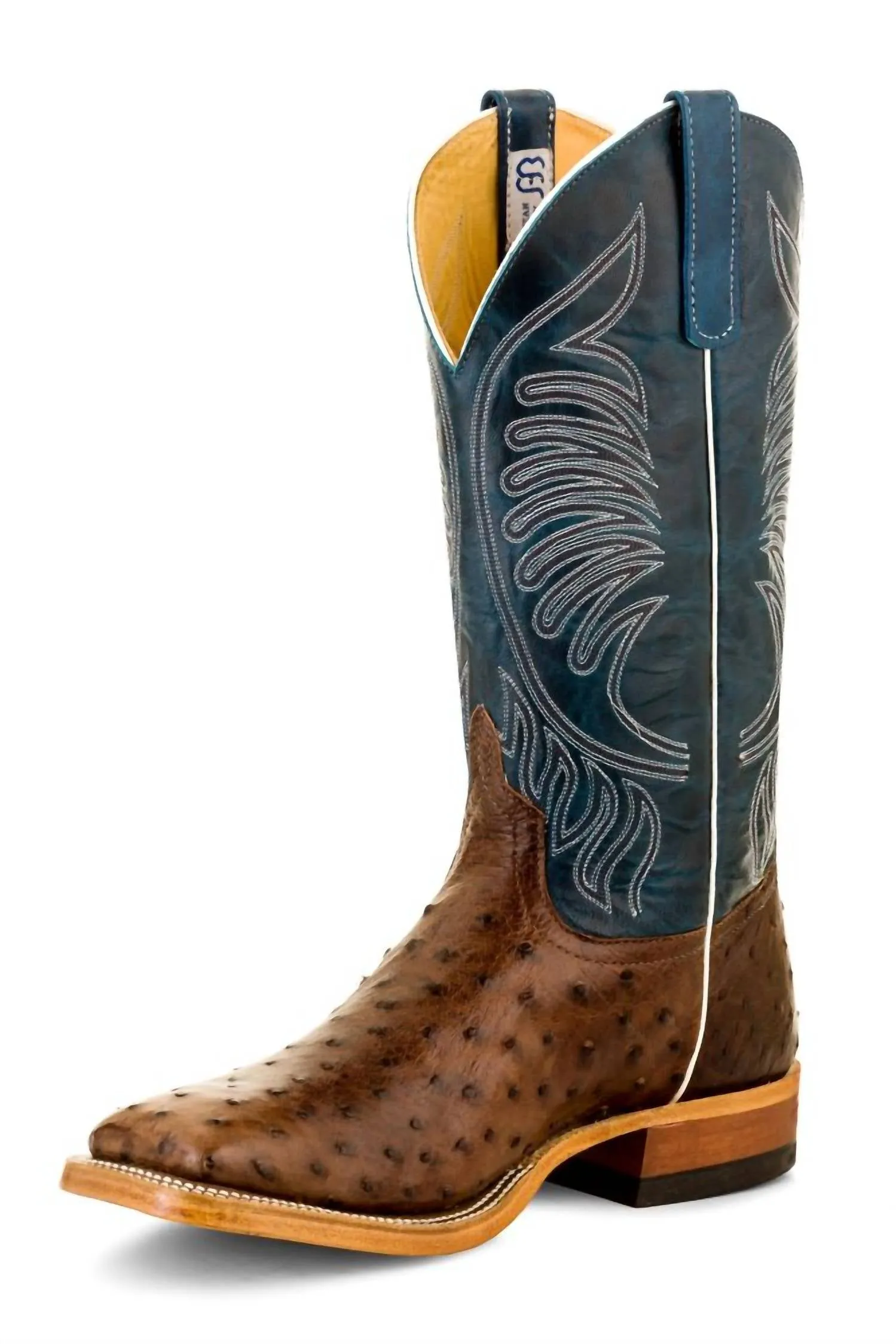 Women's Ostrich Kango Leather Sole Exotic Boot In Dark_Brown/blue Comfortable Arch Support