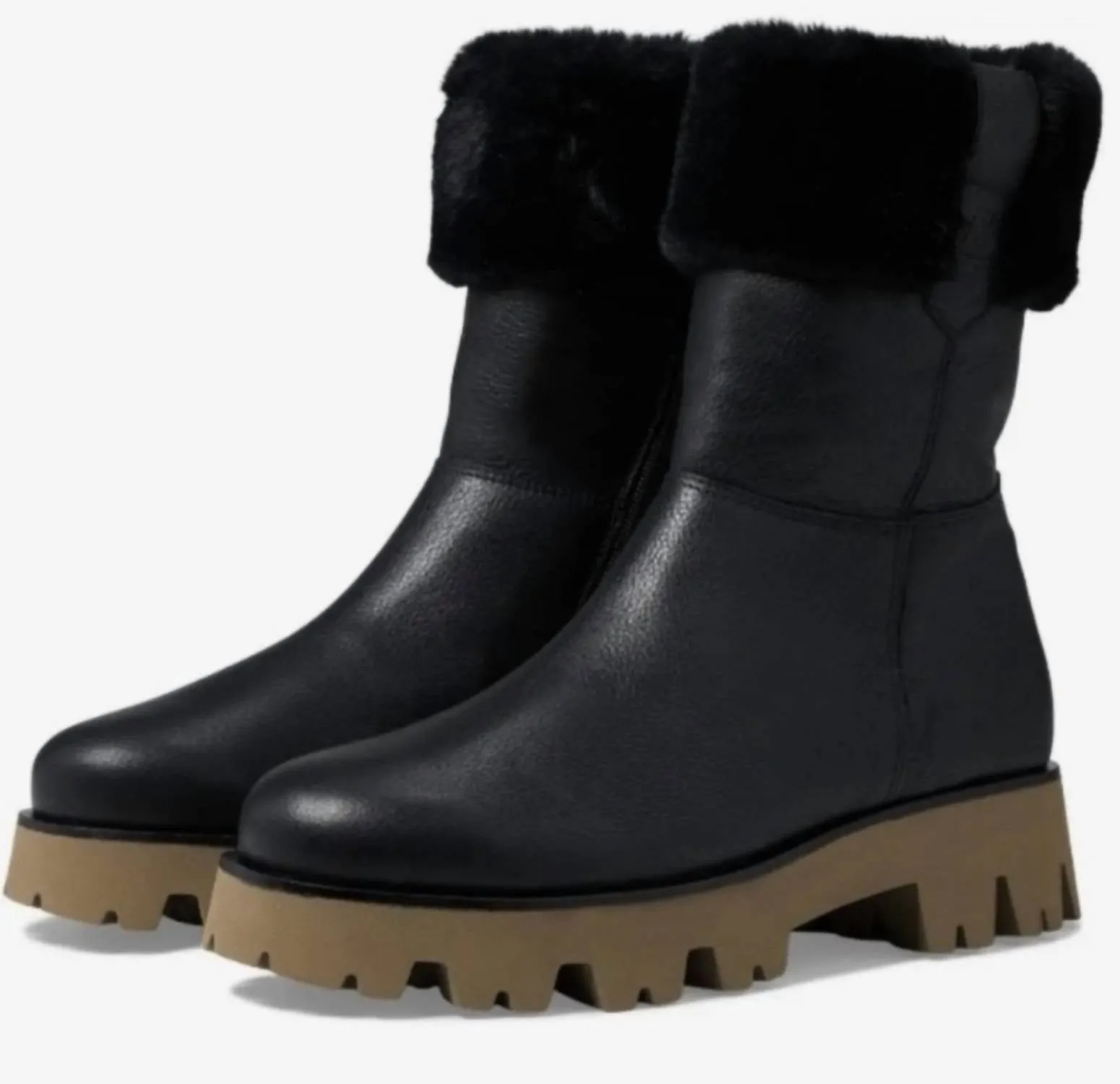Women's Paris Fluff Boot Lug Sole In Black Stylish Design