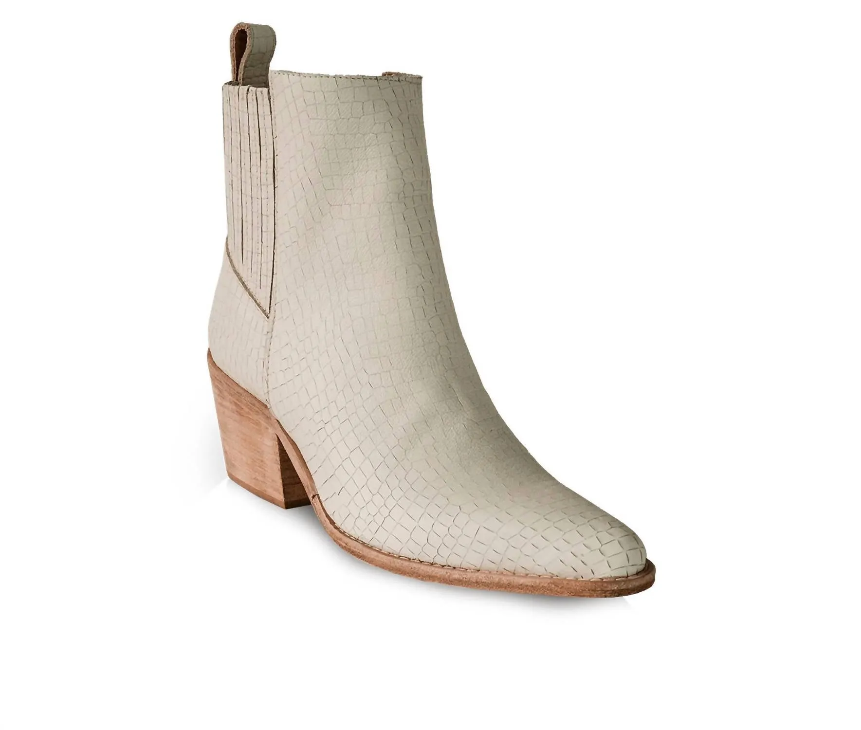 Women's Premium Embossed Leather Ankle Legacy Boots In Cream Easy Wear Seamless Comfort Urban Commute