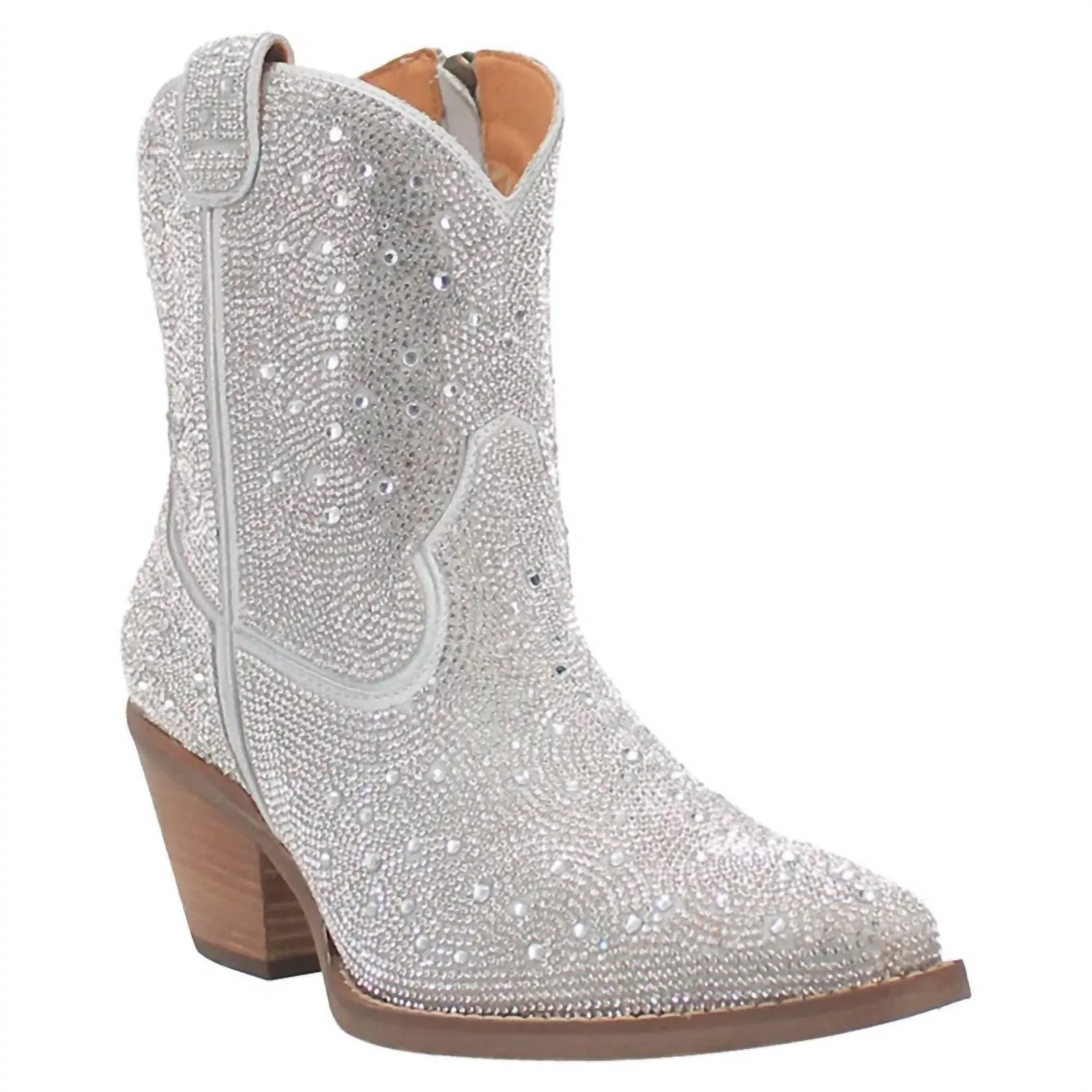 Women's Rhinestone Cowgirl Short Boot In Silver High Traction Trail Runner Country Soul