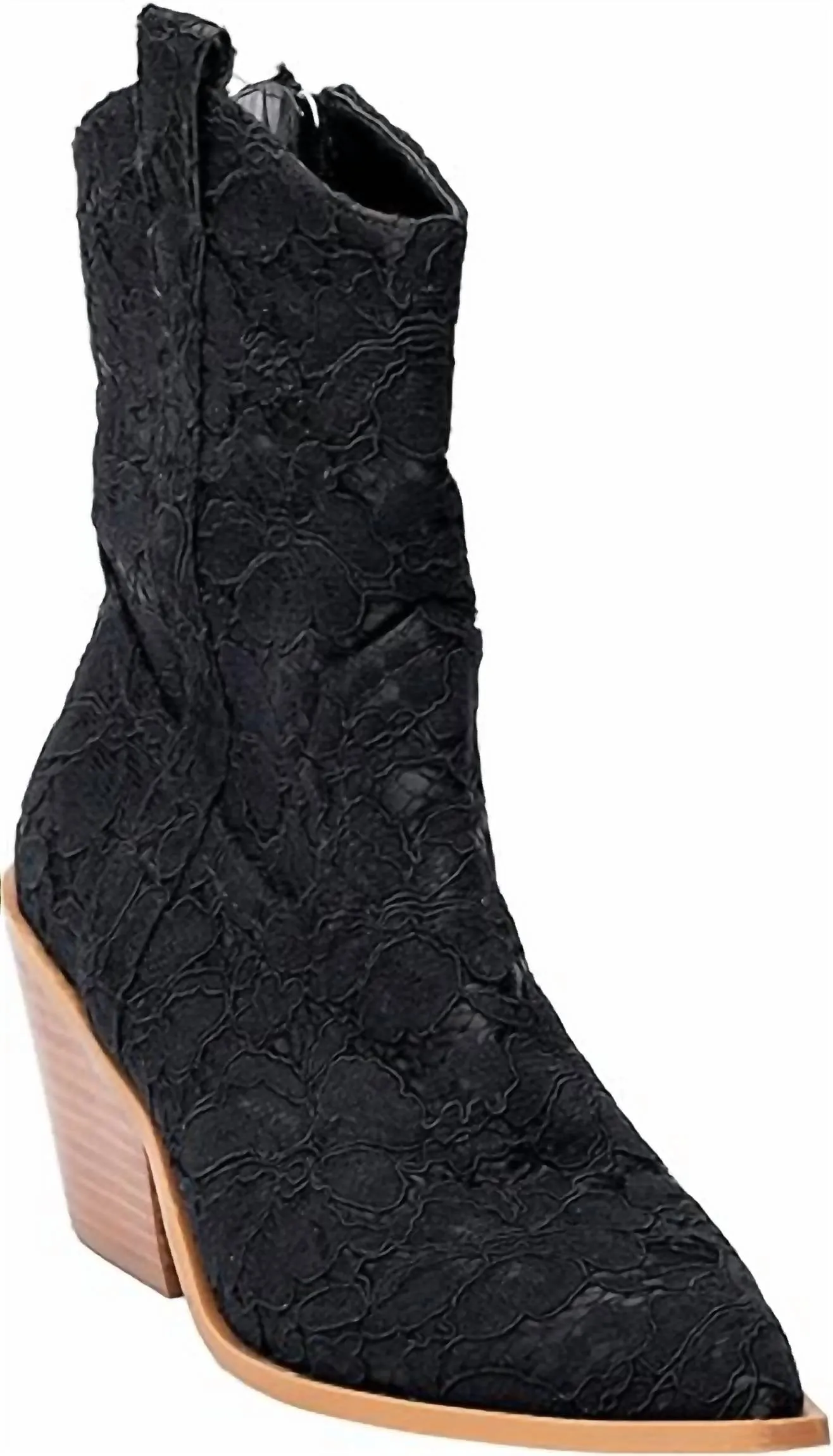 Women's Rowdy Booties In Black Lace Work Field Crisp Edge