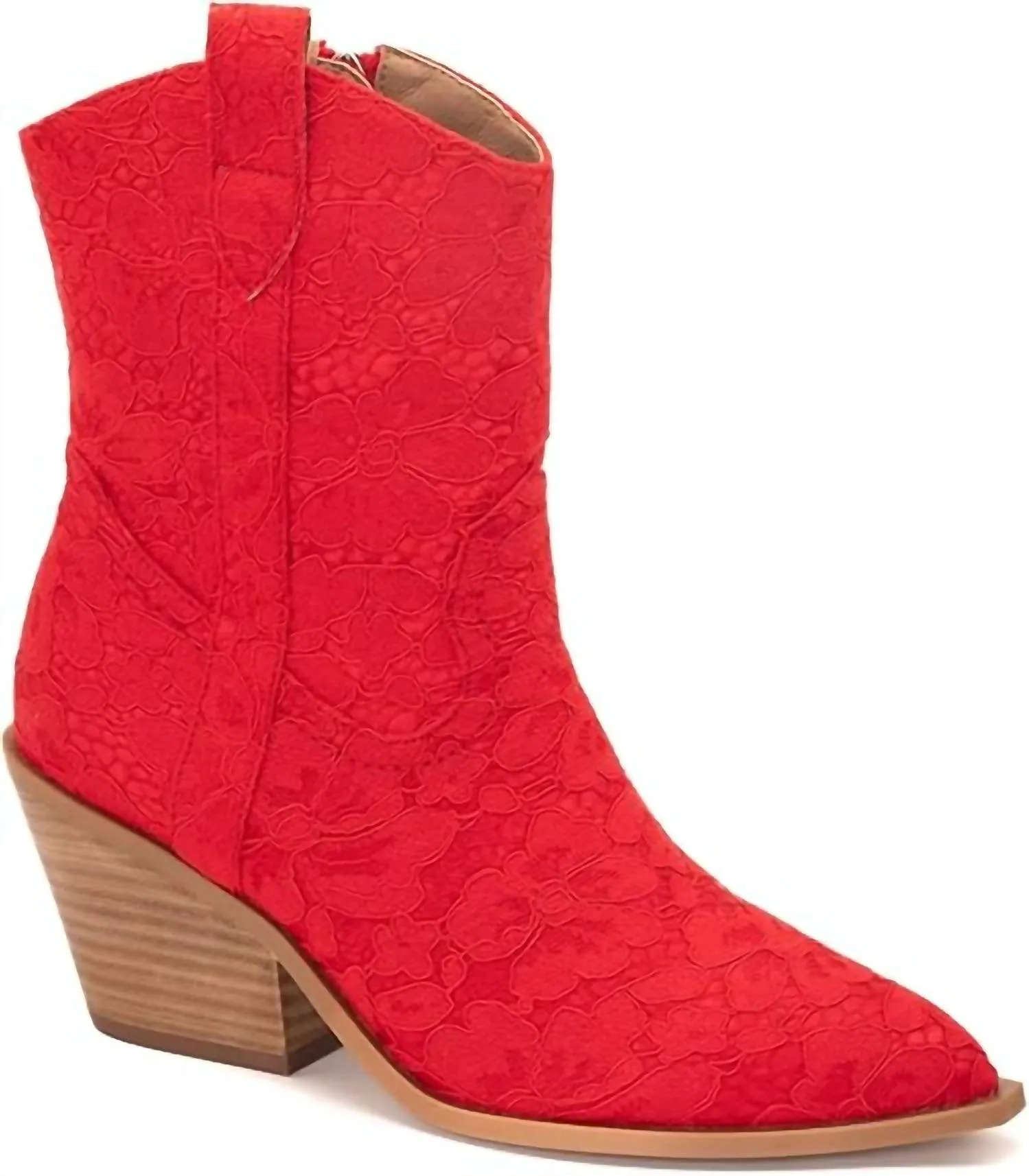 Women's Rowdy Booties In Red Lace Tokyo Mode