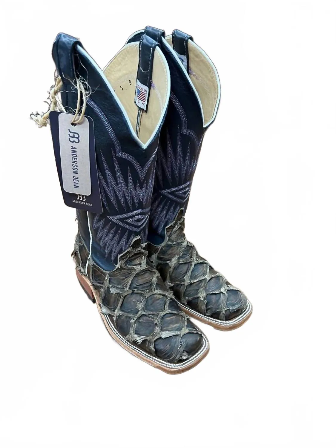 Women's Rustic Big Bass Arapaima Fish Custom Exotic Boot In Brown/midnight Everyday Wear Casual Wear