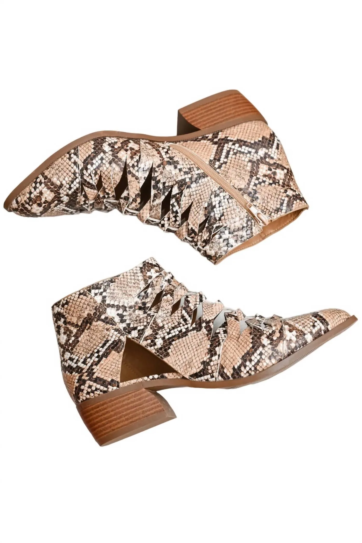 Open Toe Design Soft Material Women's Sadie Ankle Boots In Snakeskin