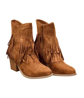 High Performance Women's Sandra Fringe Booties In Tan