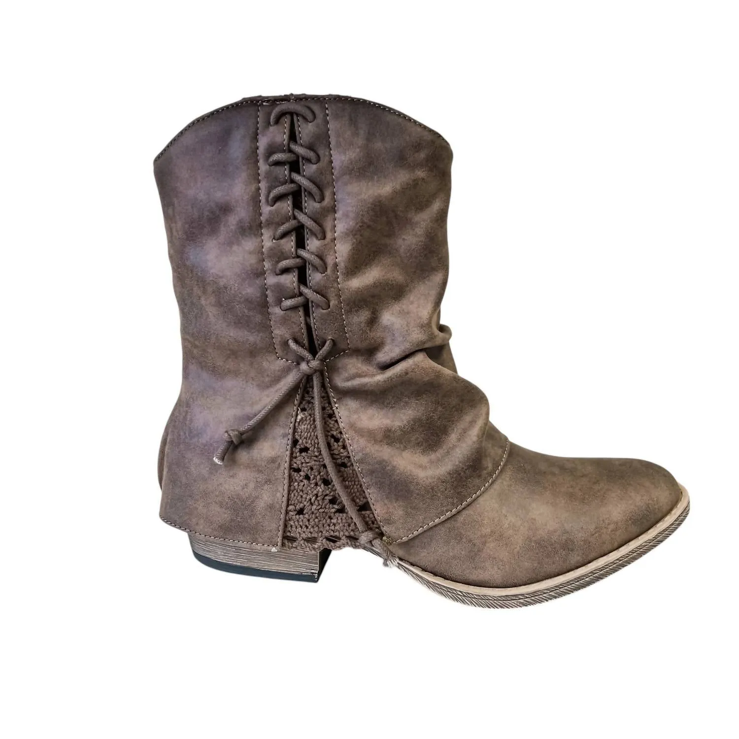Women's Sassy Boot In Taupe Stretchable Material Field Work