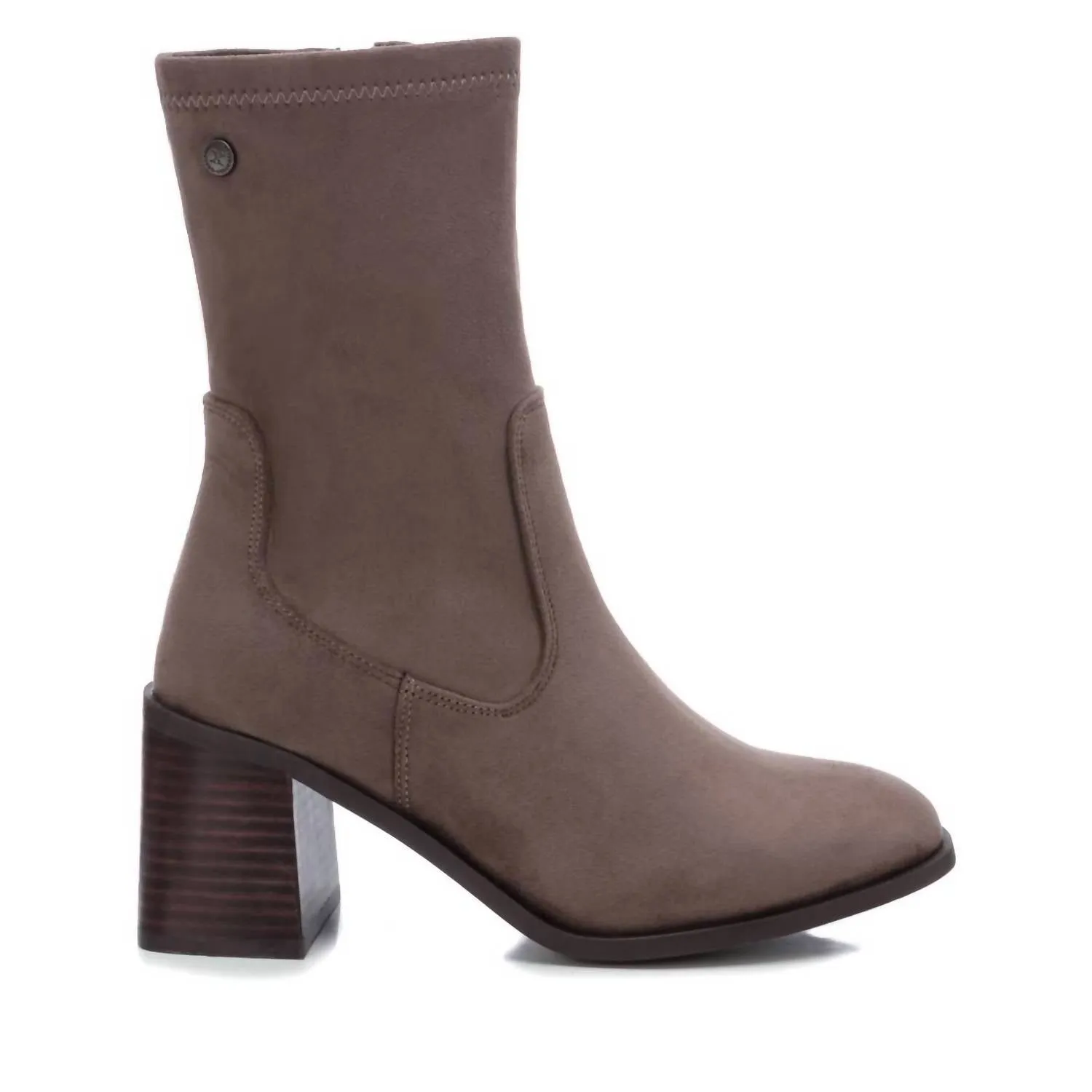 Women's Side Zip Booties In Taupe Olive Tone
