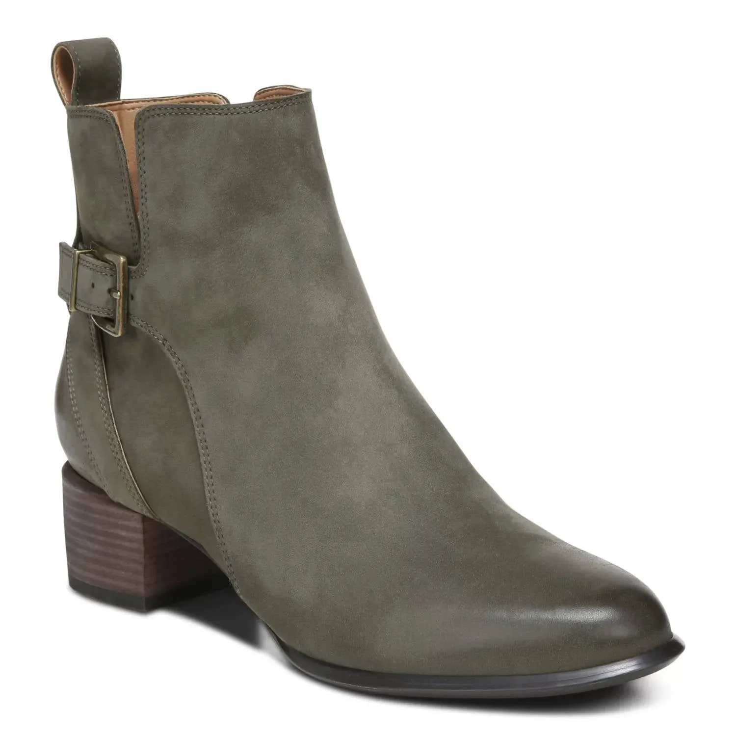 Women's Sienna Waterproof Ankle Boots In Olive Heel Stabilizer Smooth Surface