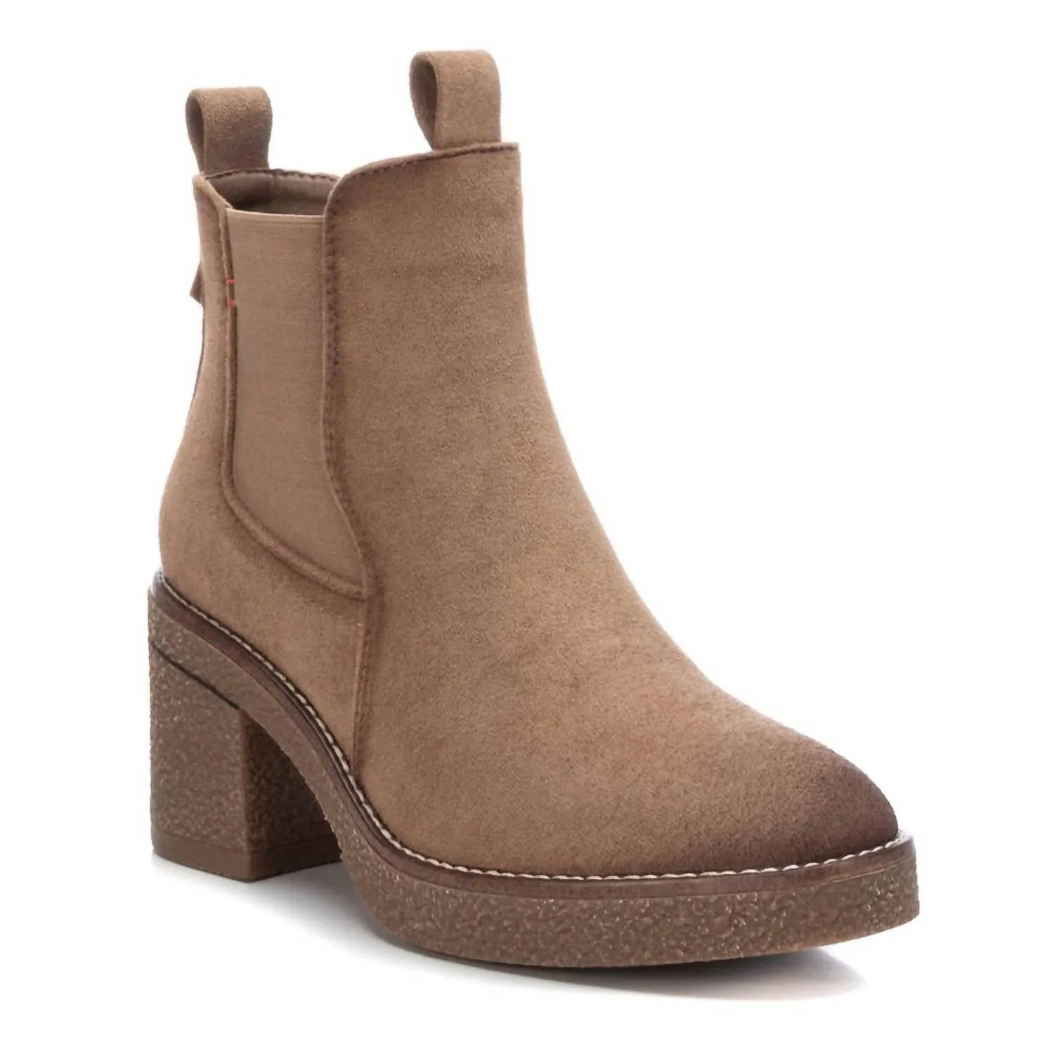 Insulated Fit Women's Suede Ankle Booties In Taupe