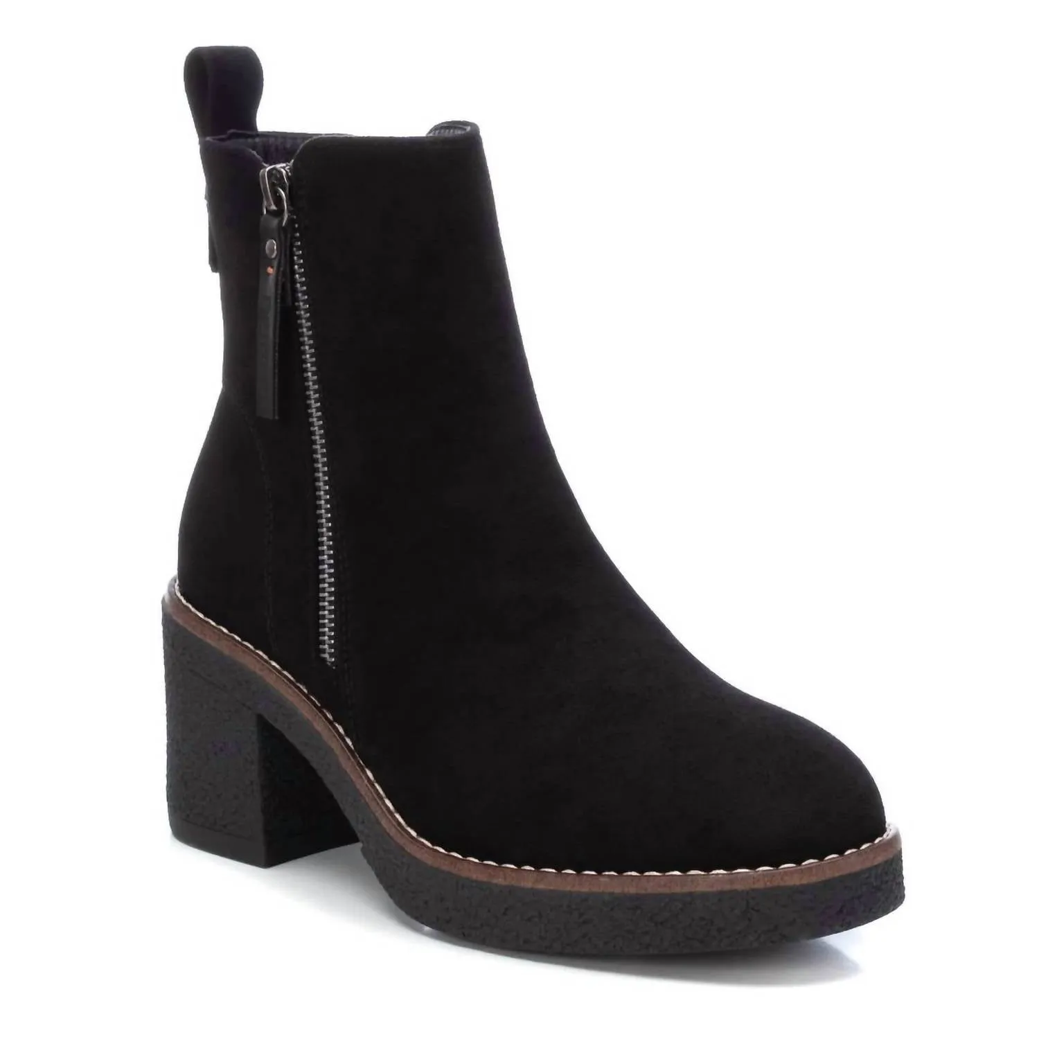 Women's Suede Booties In Black Flexible