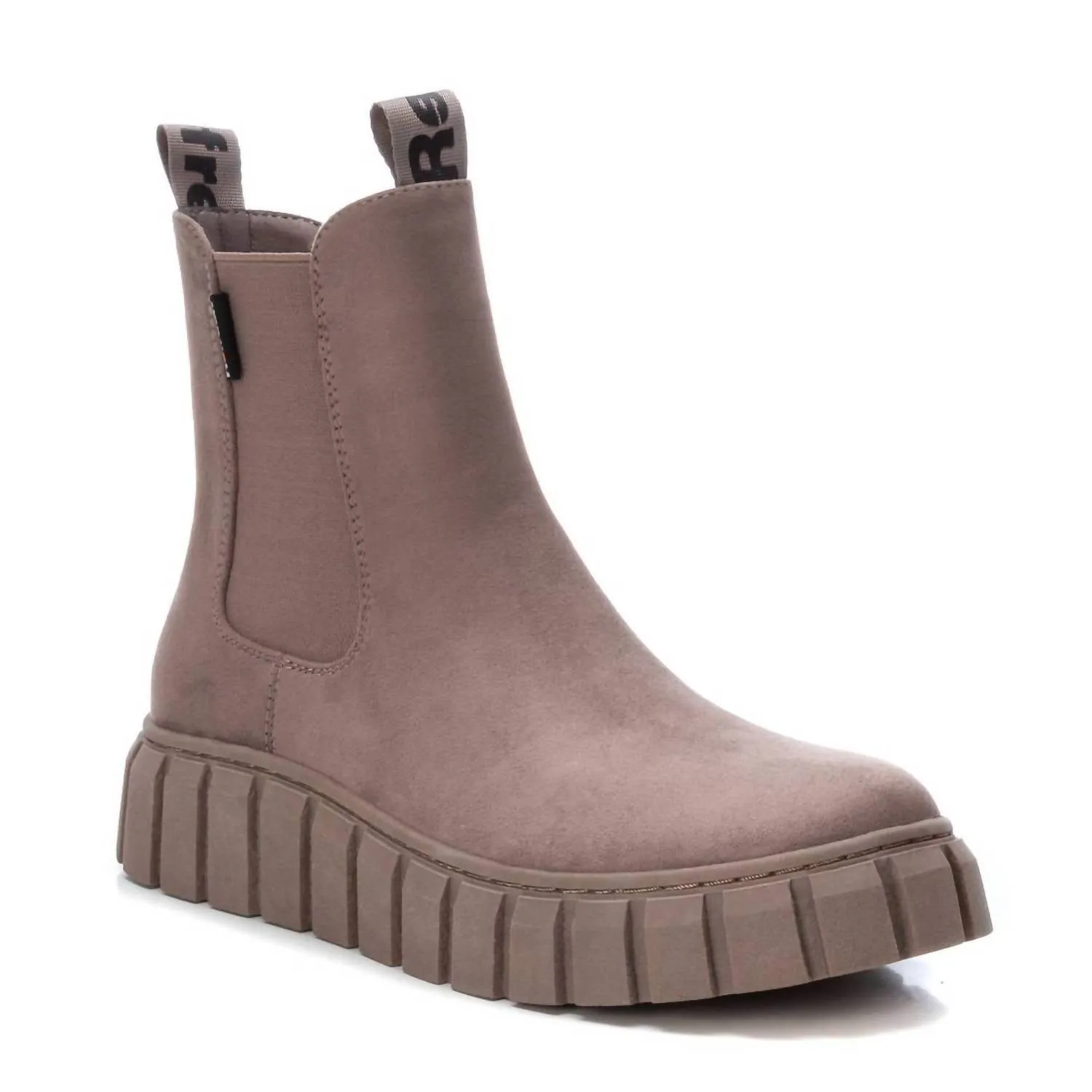 Women's Suede Booties In Light/pastel Brown zipper