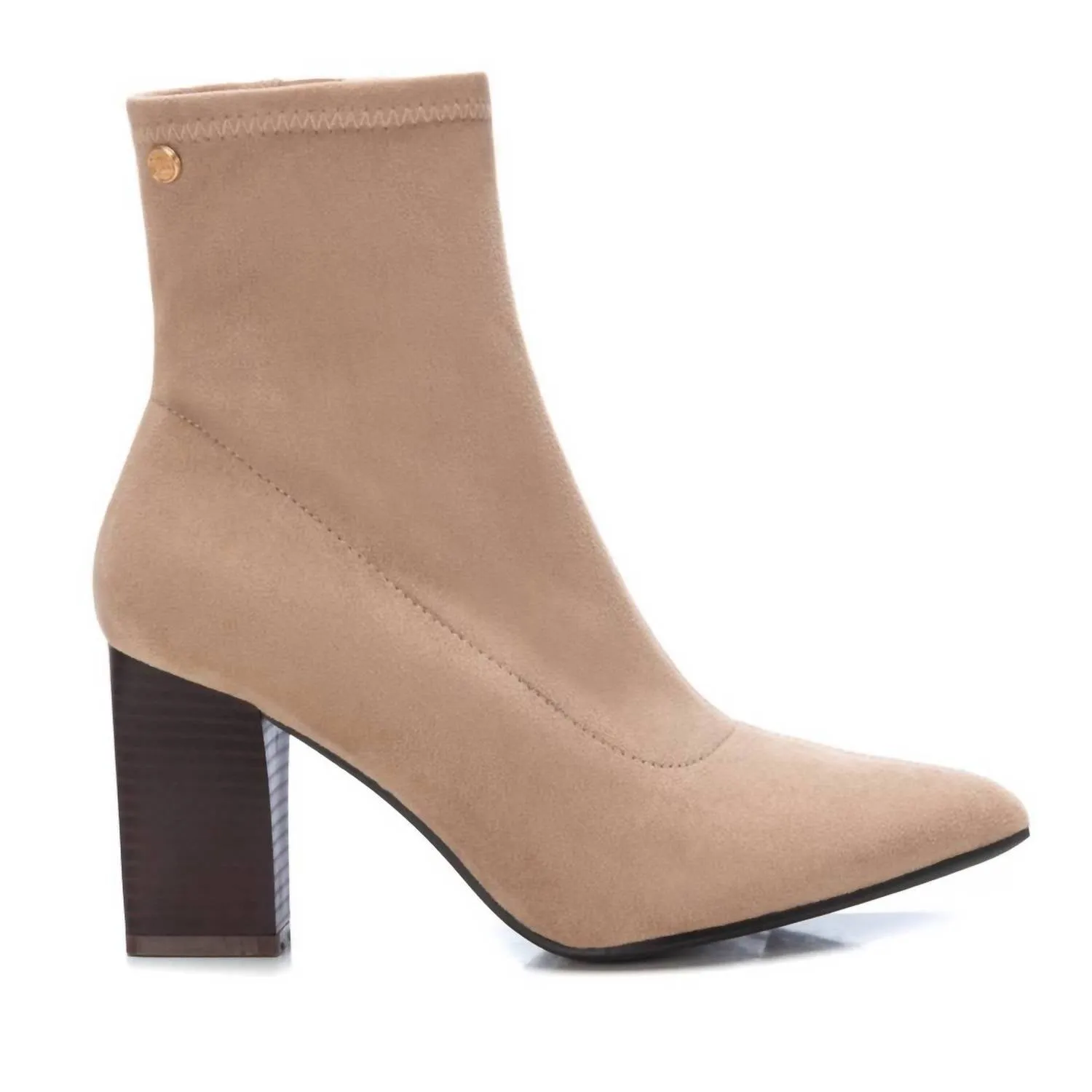 Women's Suede Dress Booties In Medium Beige Reliable Performance Snow Day