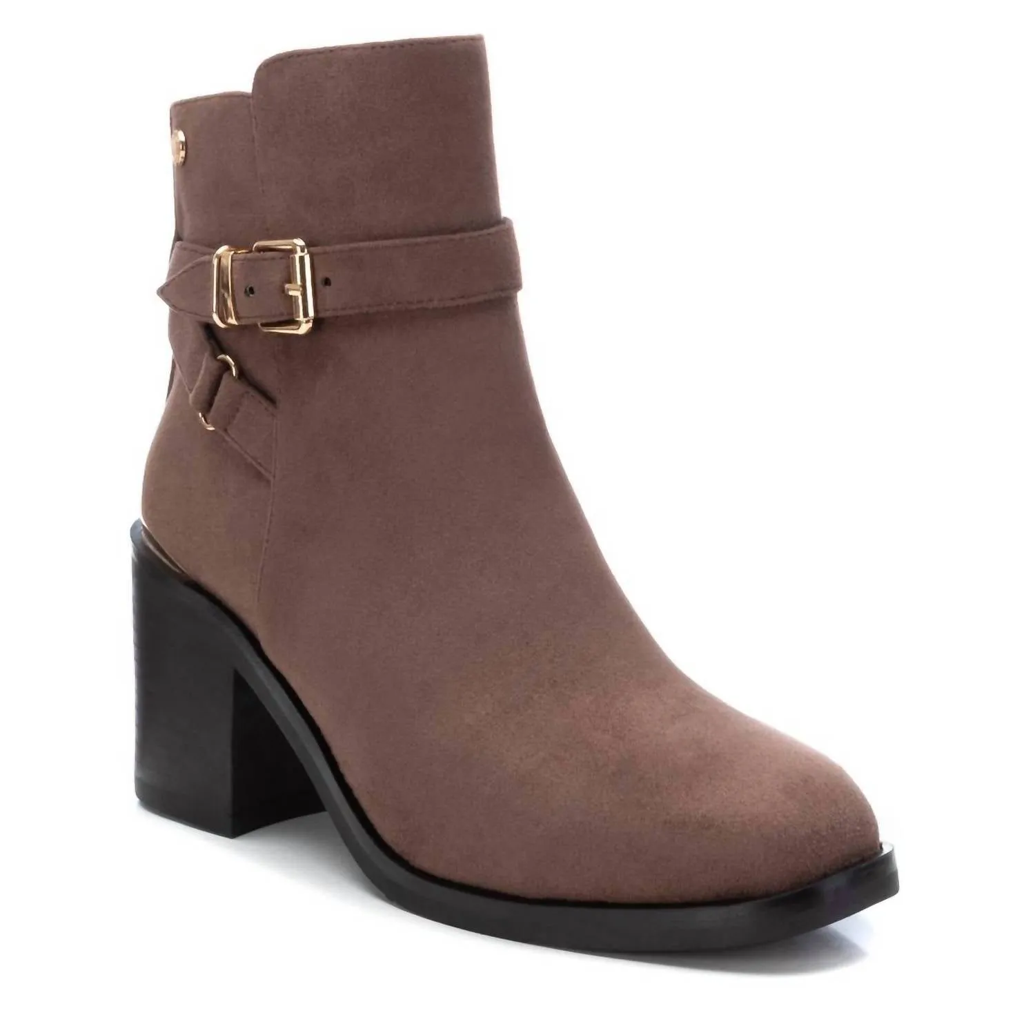 Wool blend Low Profile Silhouette Women's Suede Dress Booties In Taupe