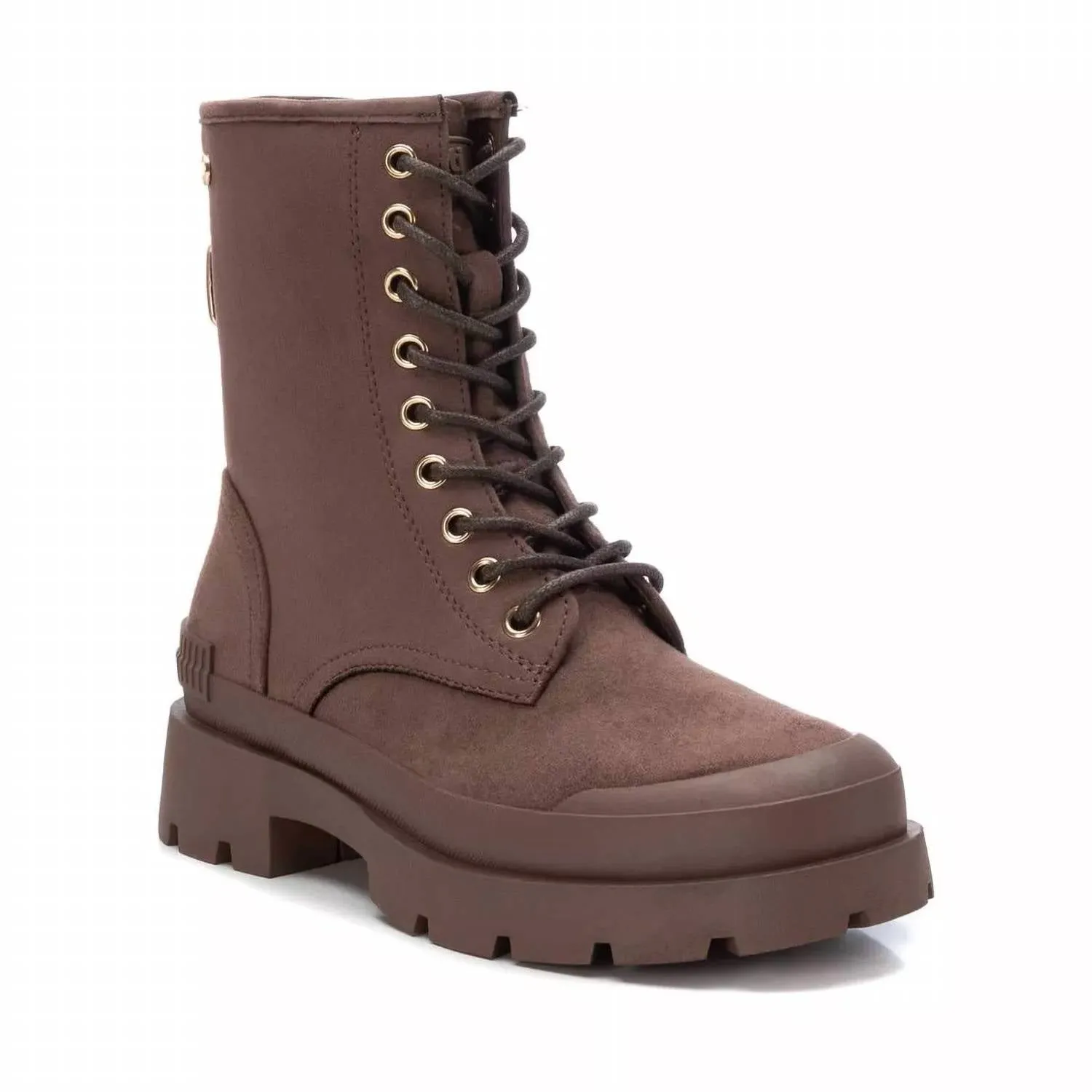 Women's Suede Lace-Up Booties In Brown Secure fit