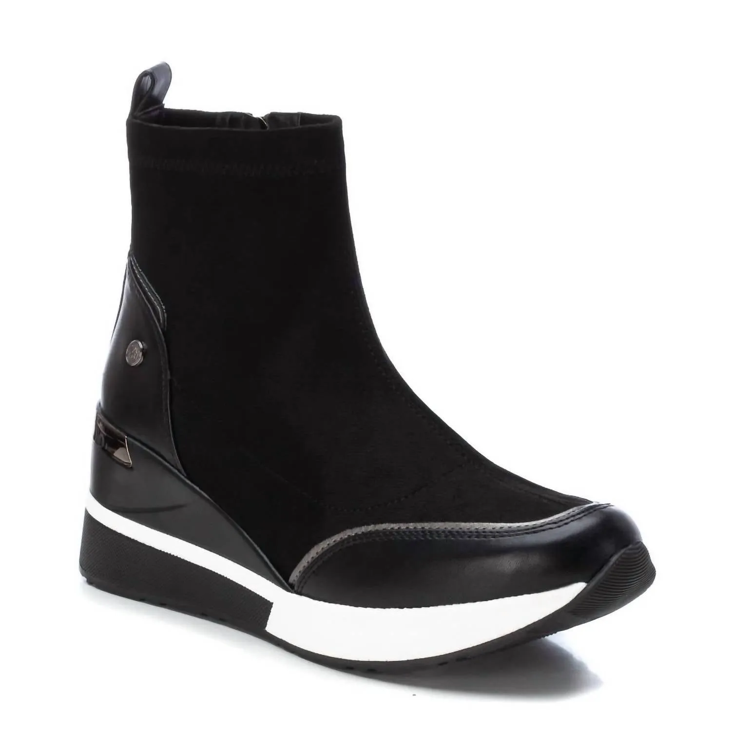 Asymmetric Lacing System Protective Finish Urban Commute Women's Suede Wedge Booties In Black