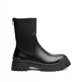 Comfortable toe box Footbed Women's T3653-M2587 Platform Ankle Boots In Black