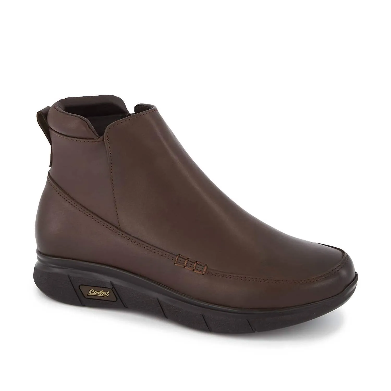 Women's Ultra Comfort Leather Booties In Brown Tough Sole