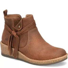 Women's Vaughn Distressed Suede Leather Bootie In Brown Low Profile Design