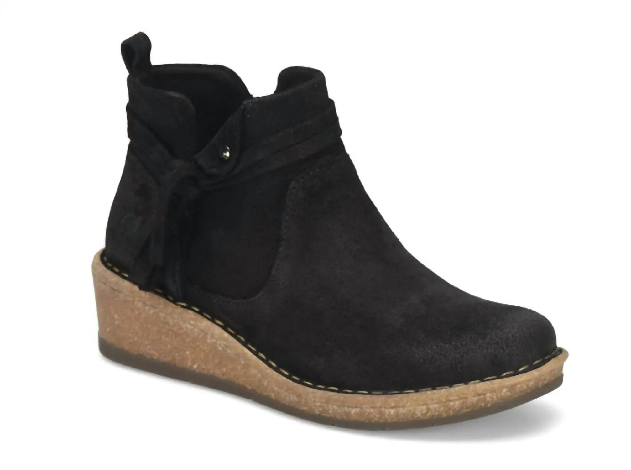 Women's Vaughn Wedge Bootie In Black Distressed Practical Choice