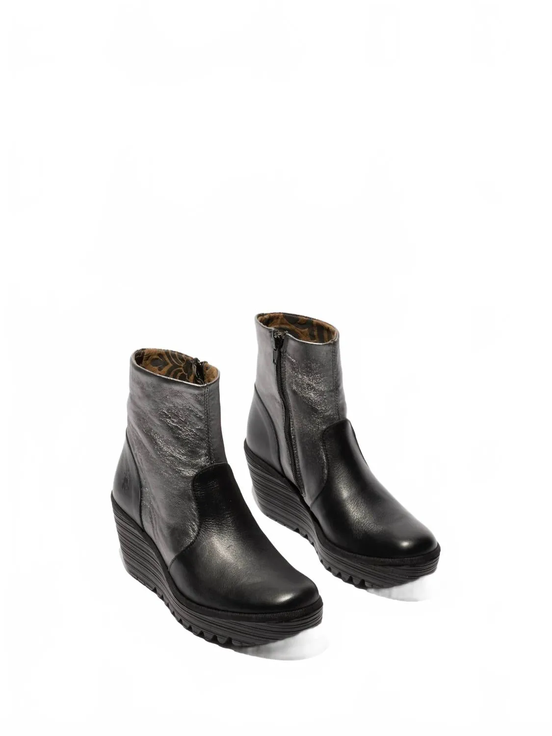 Bootie Cut Women's Zip Up Ankle Boots In Black/graphite