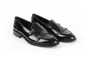 Carlton Short Cut Patent Leather Double Monk Loafers Essential Edge Stylish Finish