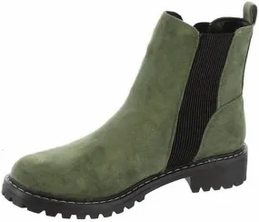 Women's Howl Boots In Dark Green Suede Thick sole