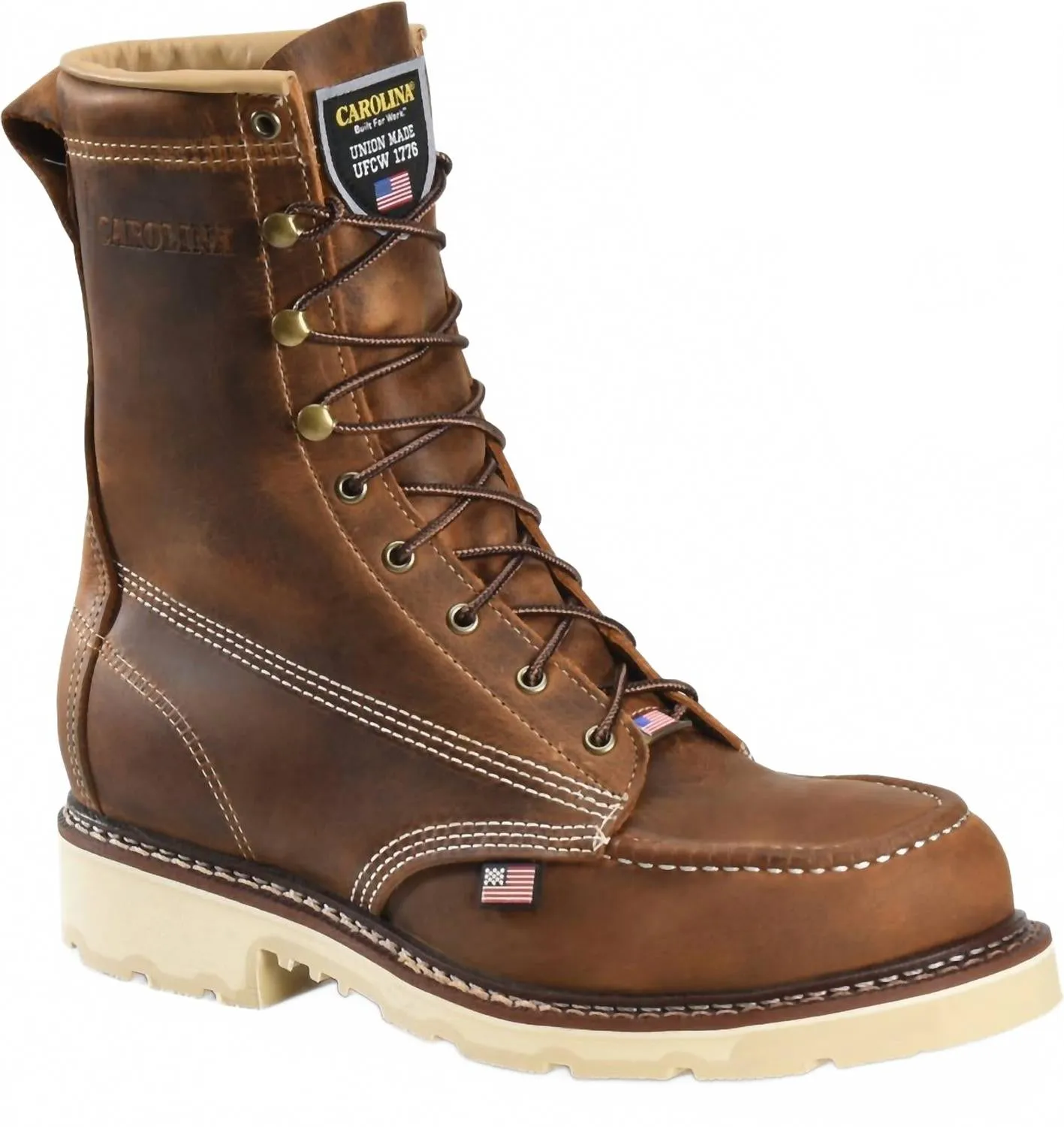 Quick Drying All Day Worker Farm Life Ferric Usa 8" Steel Toe Work Boot In Brown